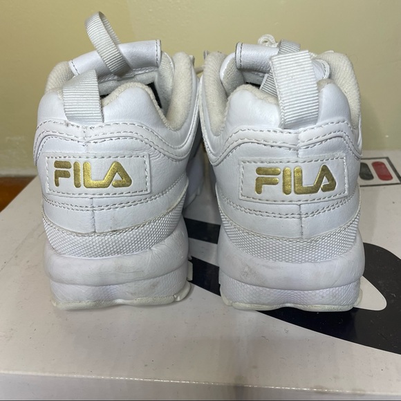 White and Gold Metallic accent Fila Sneakers - Picture 6 of 14